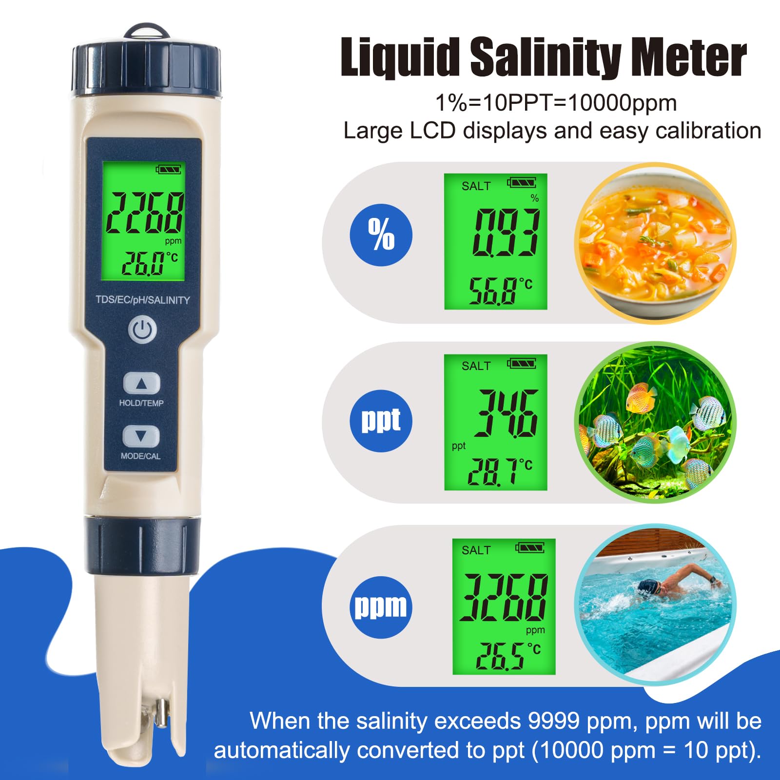 Pool Salt Tester - 5-in-1 Water Meter -3