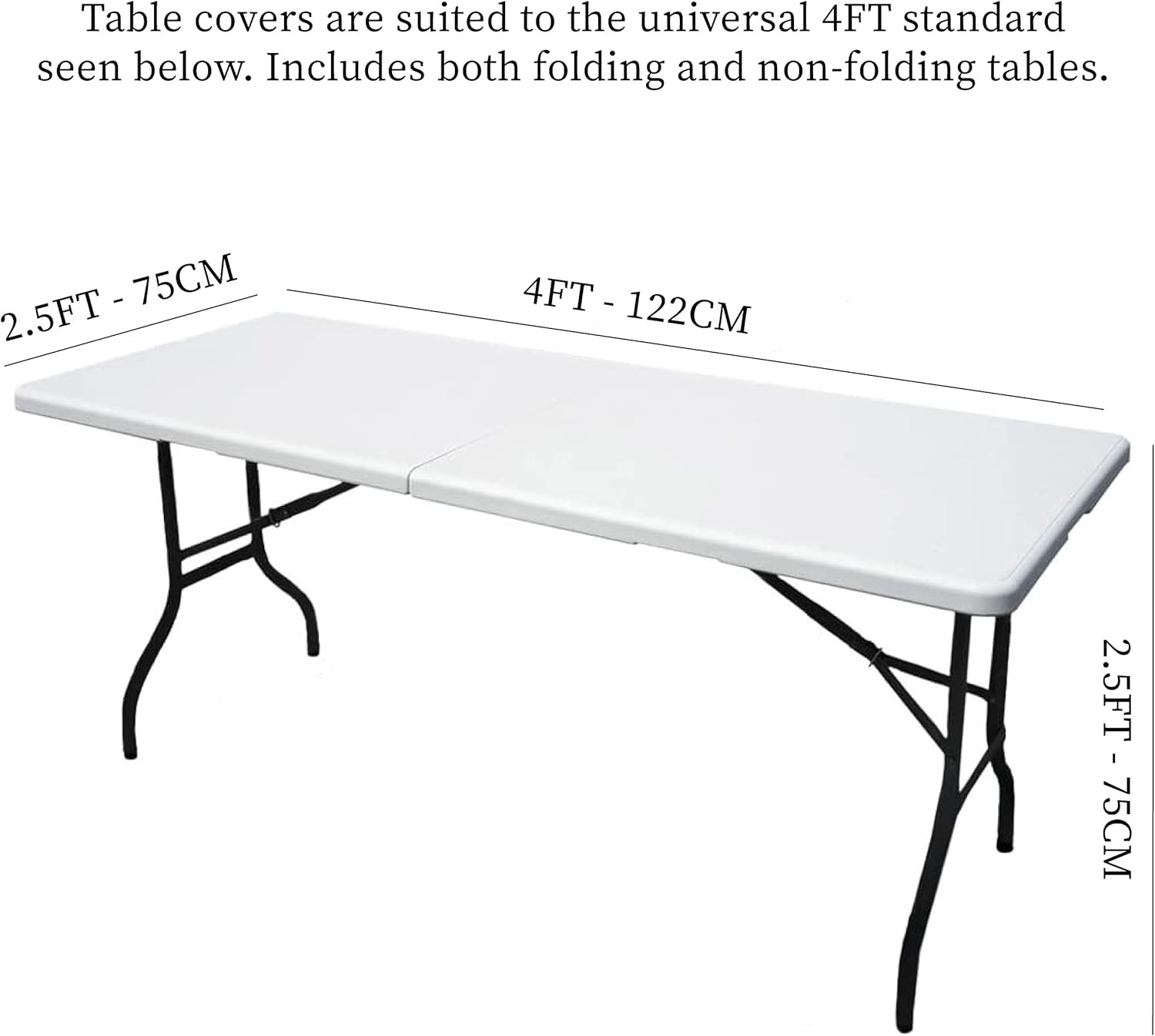 4ft Spandex Tablecloths Home Rectangular Table Fitted Stretch Table Cover Polyester Tablecover Lash Bed Cover Toppers Massage Table Cover Event Party Celebration Birthday (White, 4ft)