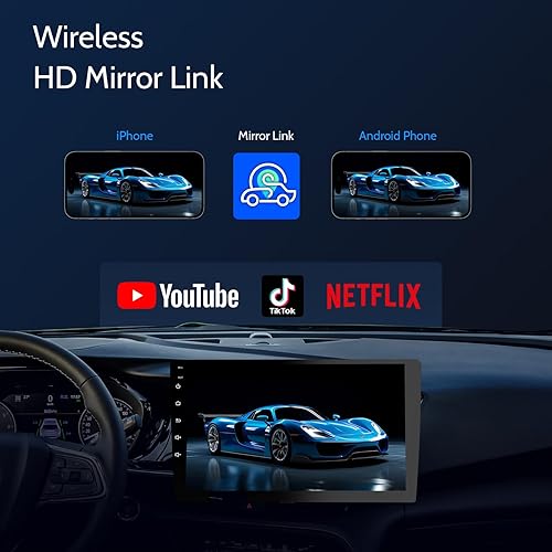 Miniatura 6 de Pantalla inalámbrica de radio estéreo para automóvil de 9 pulgadas, doble DIN, para receptores de audio de automóvil, Bluetooth 5.0, pantalla táctil