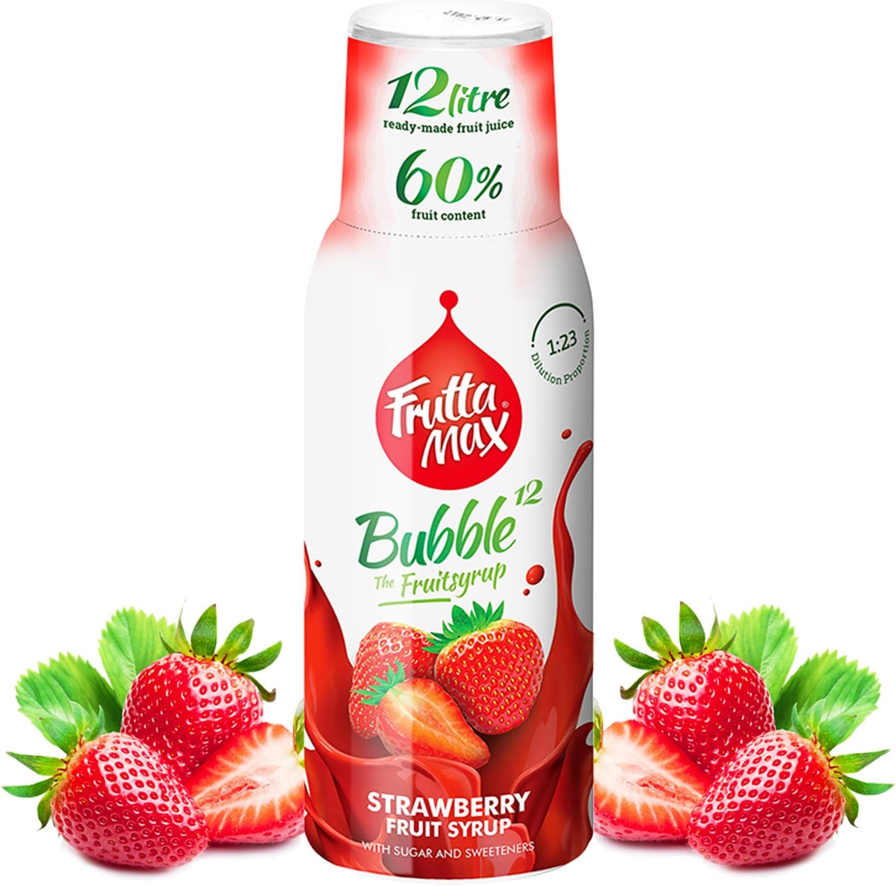 FruttaMax Strawberry Syrup | Less Sugar | 60% Real Fruit Concentrate | Suitable for soda Machine 500ml