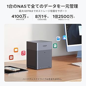 Amazon.co.jp: UGREEN NAS DH4300 Plus 4ベイ デスクトップNAS 8GB