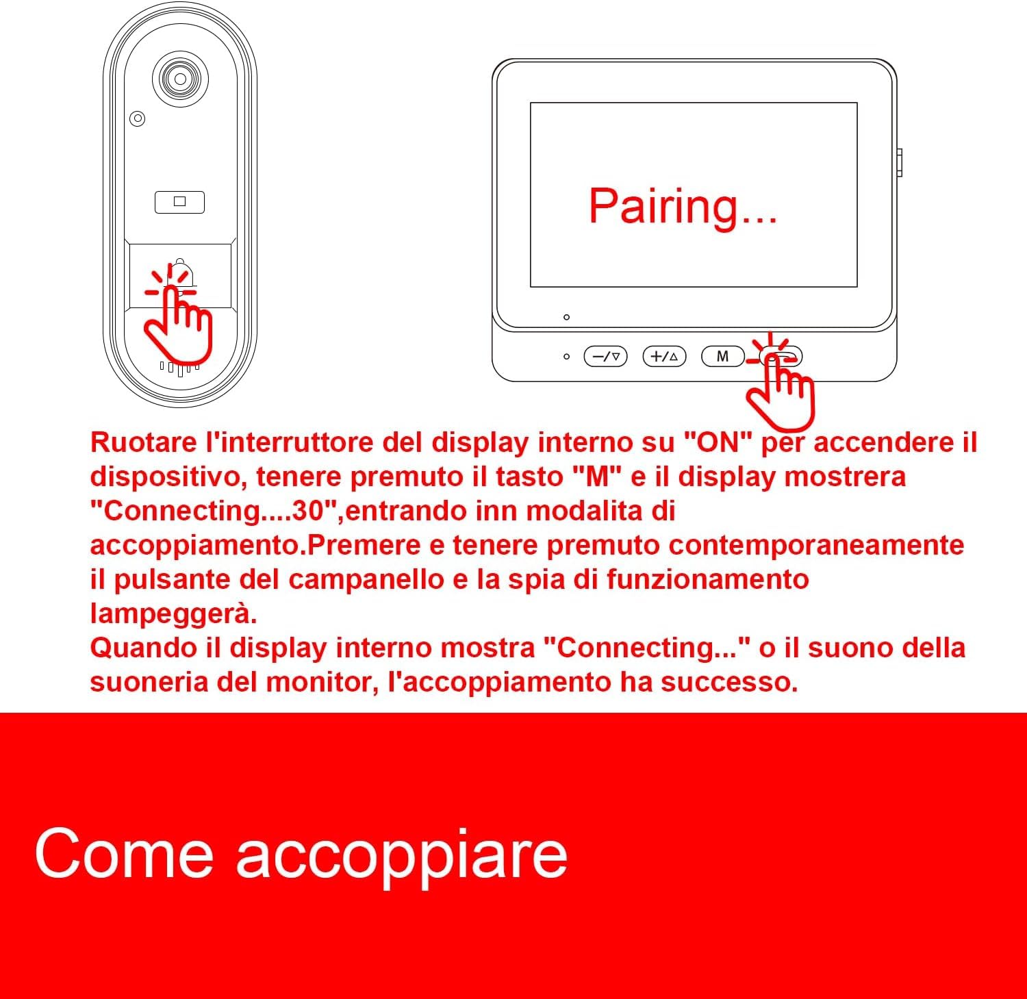 TKMARS Videocitofono senza Fili da Esterno 1080P Citofono senza Fili da Esterno Campanello HD Visione Notturna Citofono Grandangolare IP65 Impermeabile Videocitofono con Schermo 4,3P Batteria 1000mAh