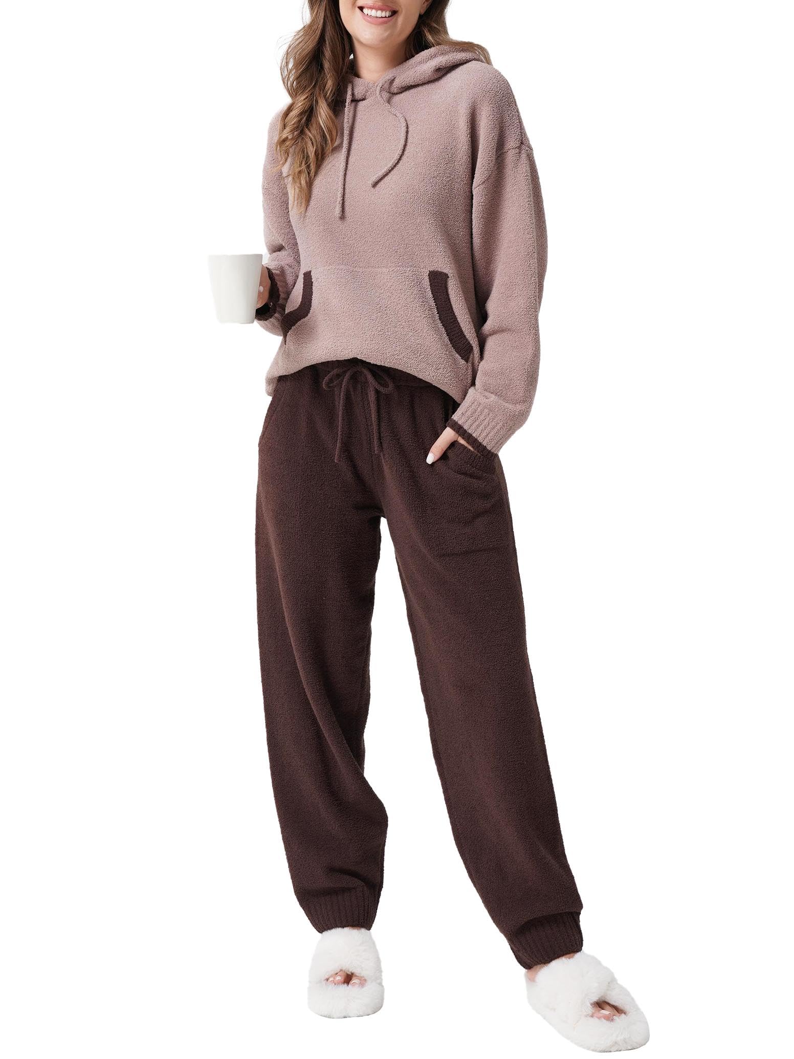 DAVID ARCHY Warm Pajamas for Women Fleece Lounge Sets Winter Fuzzy Cozy Soft Comfy Long Sleeve Pj Sleepwear