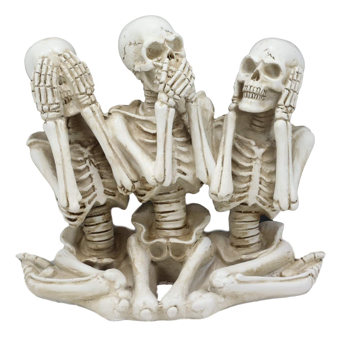 Ebros Gothic Whimsical See Hear Speak No Evil Gossiping Sisters Female Lady Skeletons Statue 6" High Halloween Decor Ossuary Graveyard Skeleton Or