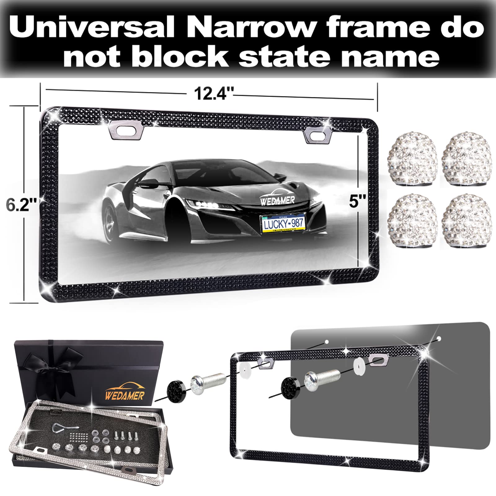 Diamant Noir Sur Le Cadre Noir De Plaque Dimmatriculation - Foto 2