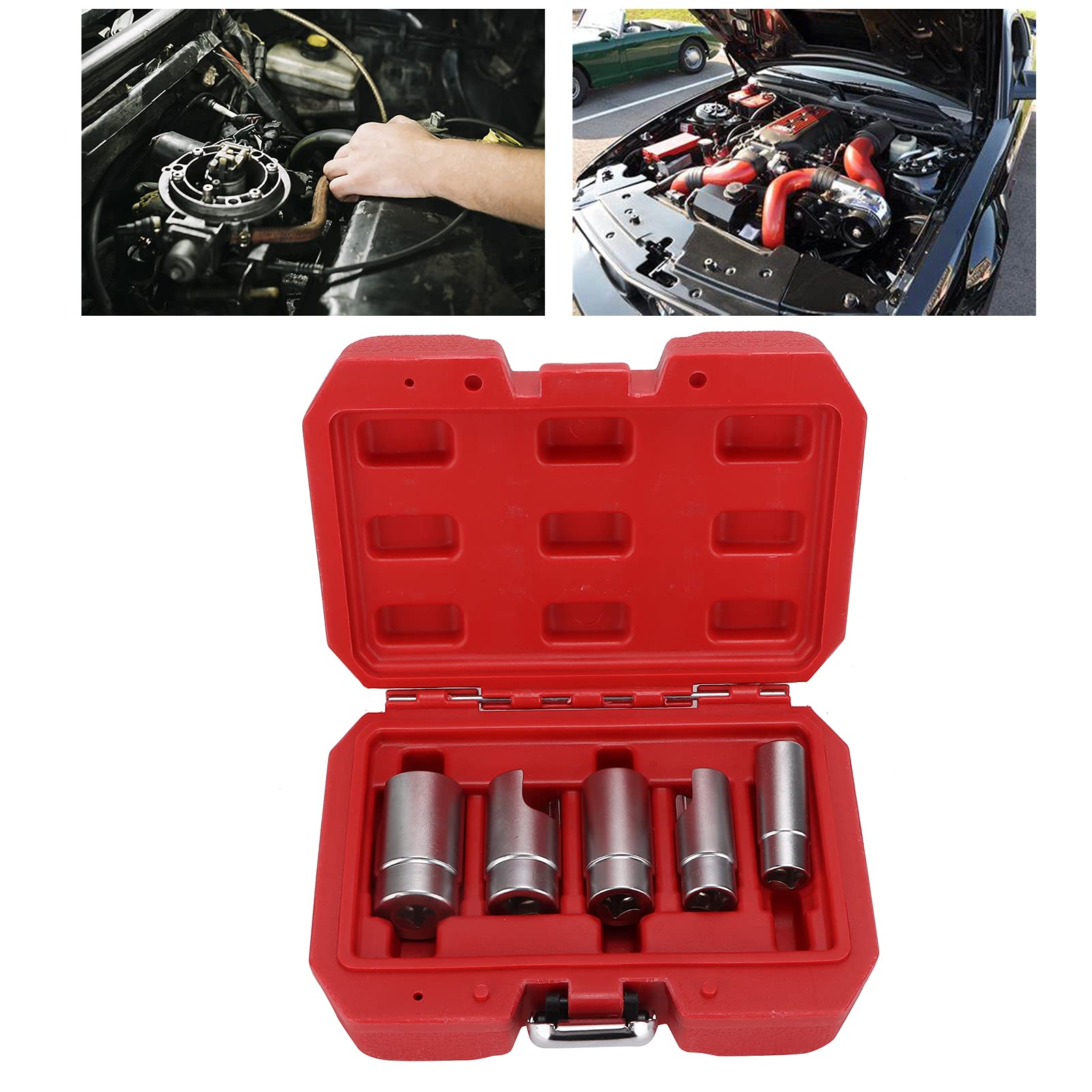 Kit de douilles à coude à entraînement de 3/8 pouce, outil de réparation automobile en chrome et aluminium, comprenant 5 tailles adaptées aux espaces restreints, marquages gravés
