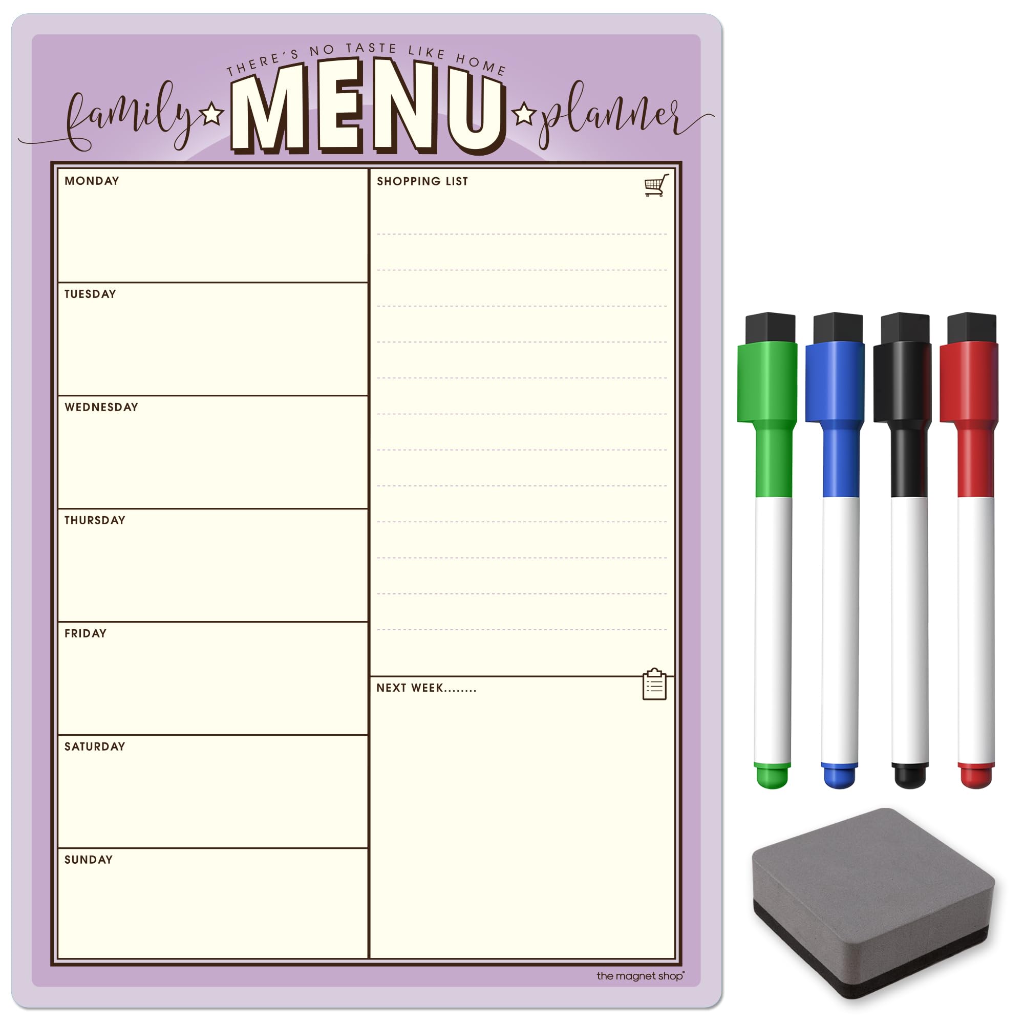 TMS A4 Family Planner Whiteboard for Fridge | Magnetic Weekly Meal Planner and Calendar | use for Food Prep, Shopping Lists and Reminders | Dry Wipe Memo Board for Kitchen | Made in the UK [30 x 21cm] — image 1