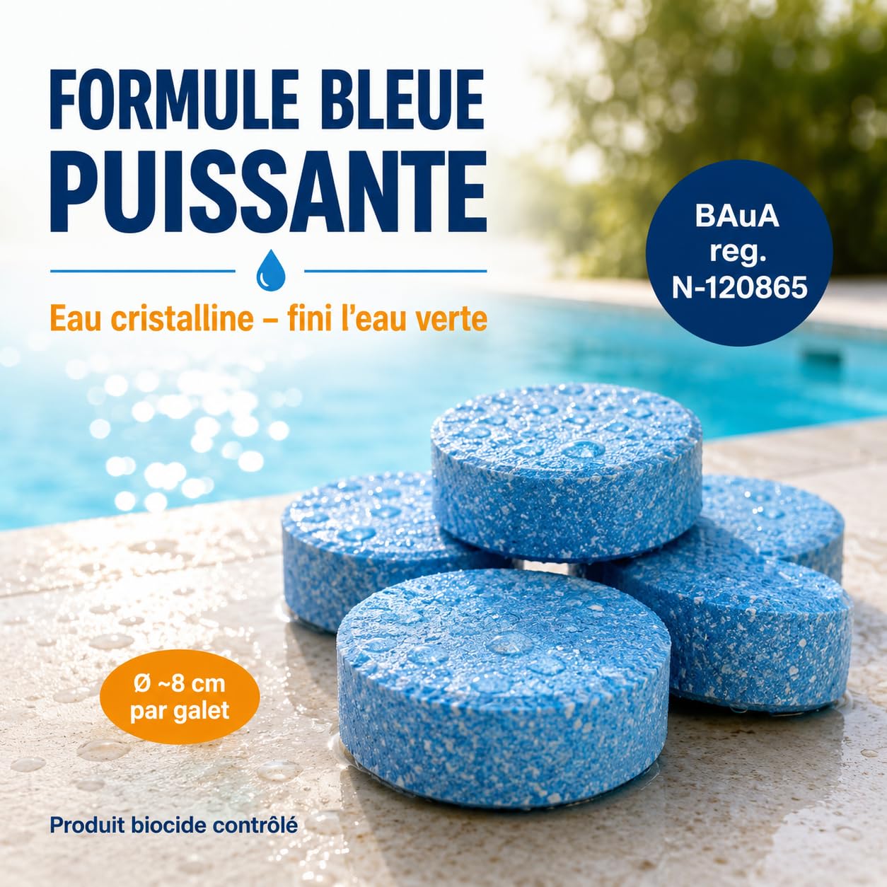 GiDeli Galets de Chlore Piscine Multifonction 5kg - Tablettes 200 g Longue Durée 4-en-1 - Anti-Algues, Stabilisé UV, Floculation - Hors-Sol, Tubulaire et Enterrée