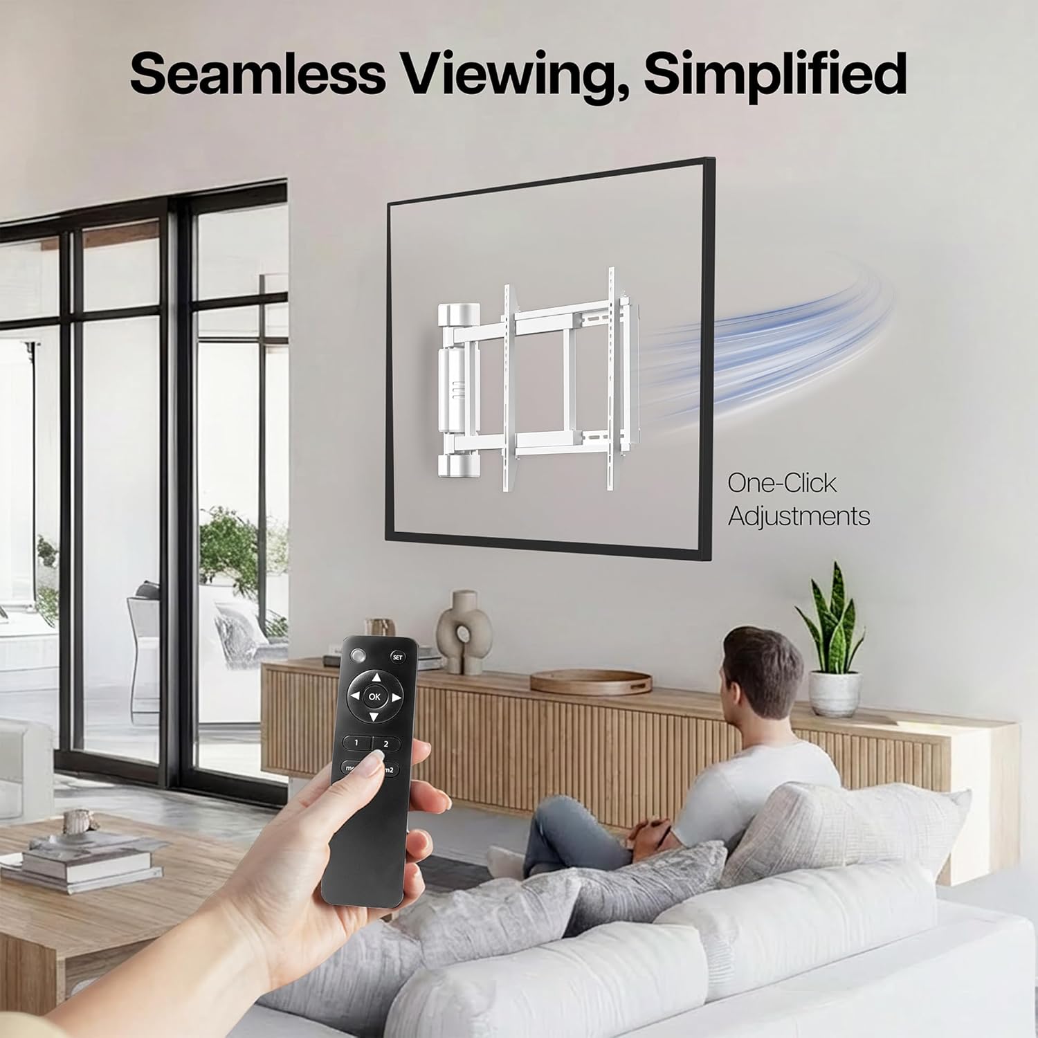 VIVO Steel Low Profile Electric TV Wall Mount for 32 to 75 inch LCD LED Plasma Screens, Motorized Swing TV Bracket with 90 Degree Swivel, White, MOUNT-E-WM075W