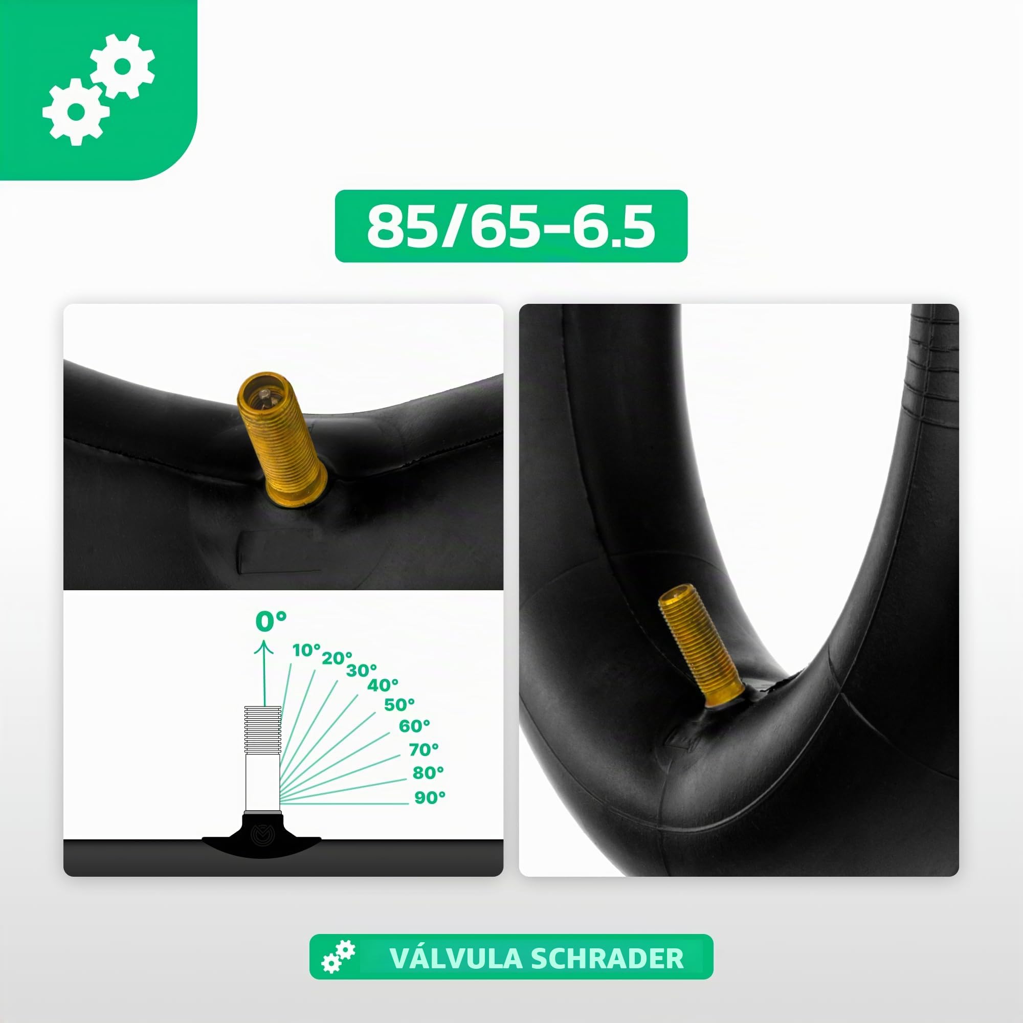MOOVMOOV - 2 Cámaras de Aire 85/65-6.5 (10 Pulgadas) con Válvula Derecha | para Patinete Eléctrico, Hoverboard, Mini Scooter | Compatible con Neumático 85-65-6.5/10 o 10x3.00-6.5