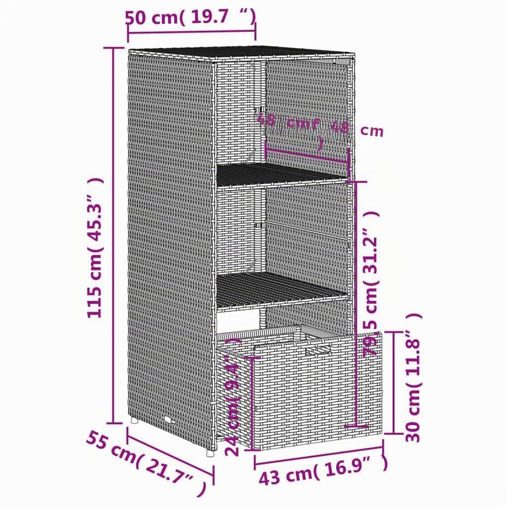 vidaXL Gartenschrank Geräteschrank mit Türen Braun Poly Rattan