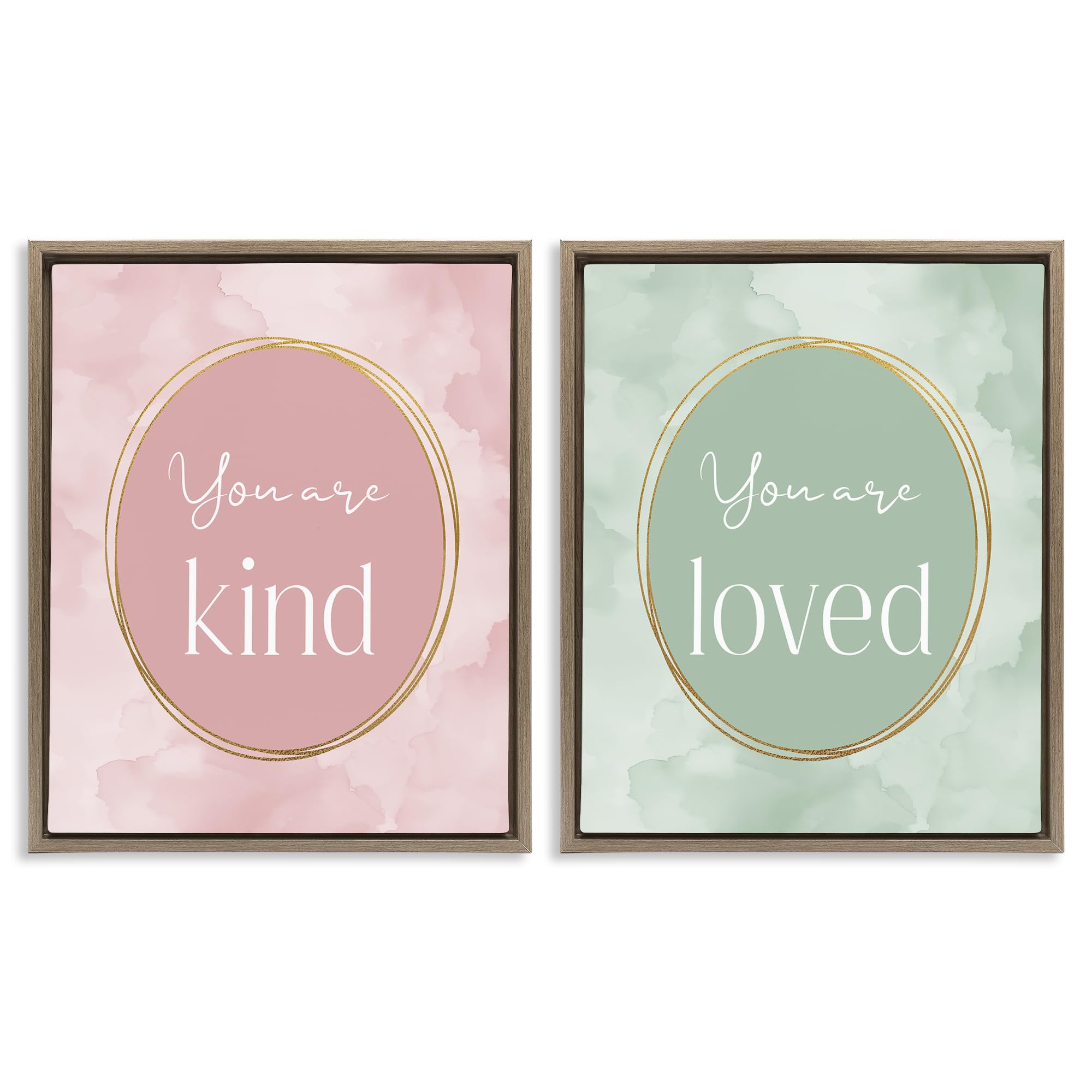 'Pastel Golden Affirmations'| 2pc Floating Frame Art Set 2