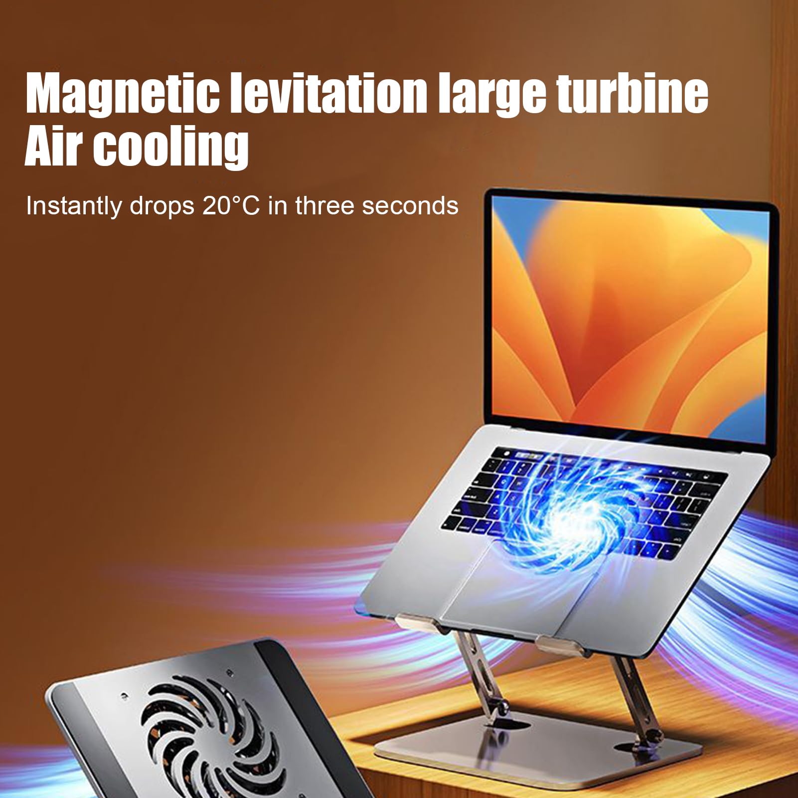 Base para Portátil de Escritorio Con Ventilador Acero Al Carbón Portátil | Soporte Tablet y Refrigeración Portátil Para Tablet Notebook Cama Mesa Sofá Estante Viaje Oficina Hogar Lectura