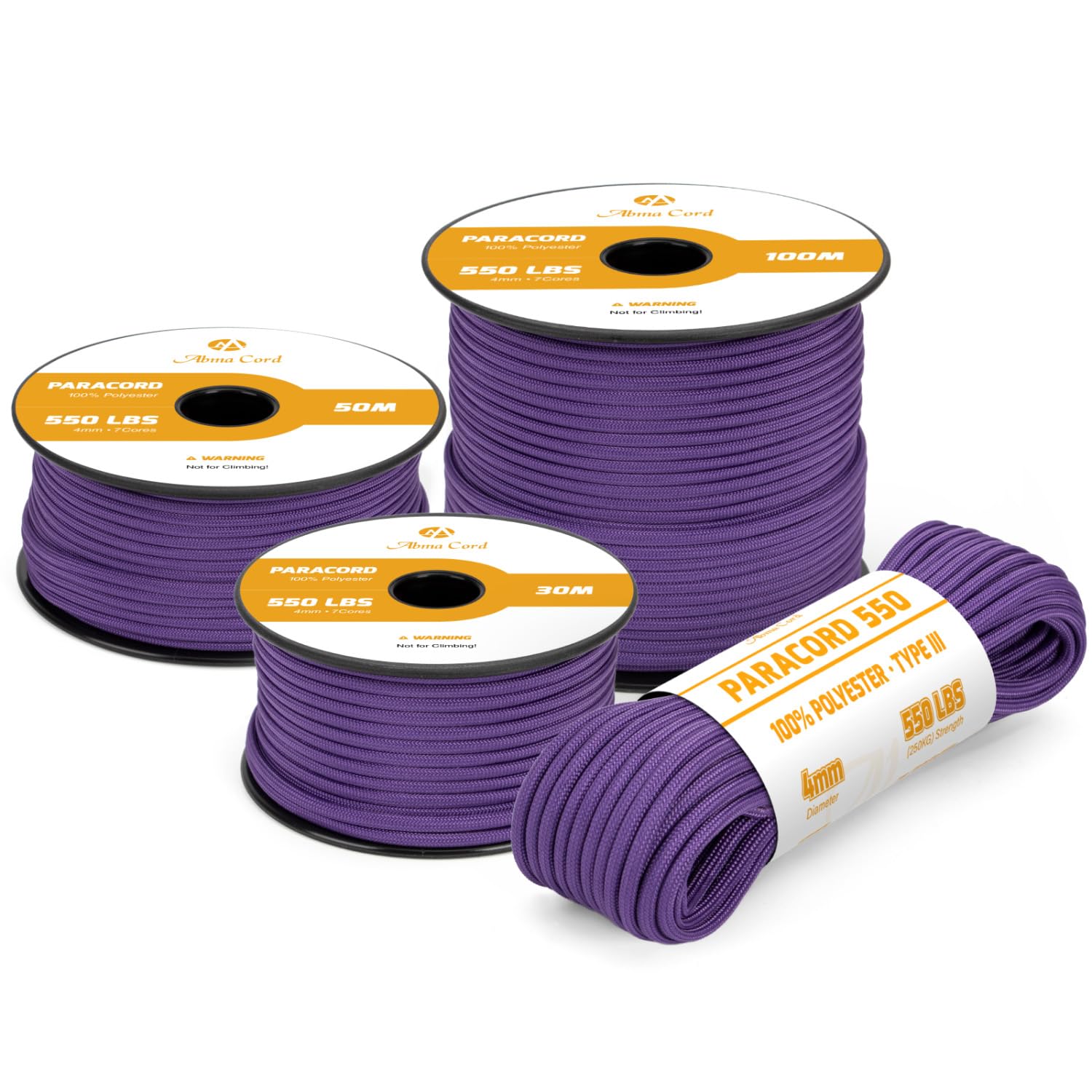 Abma Cord 550 Paracord 4mm 30m Rope 7 Strands Type III Parachute Cord