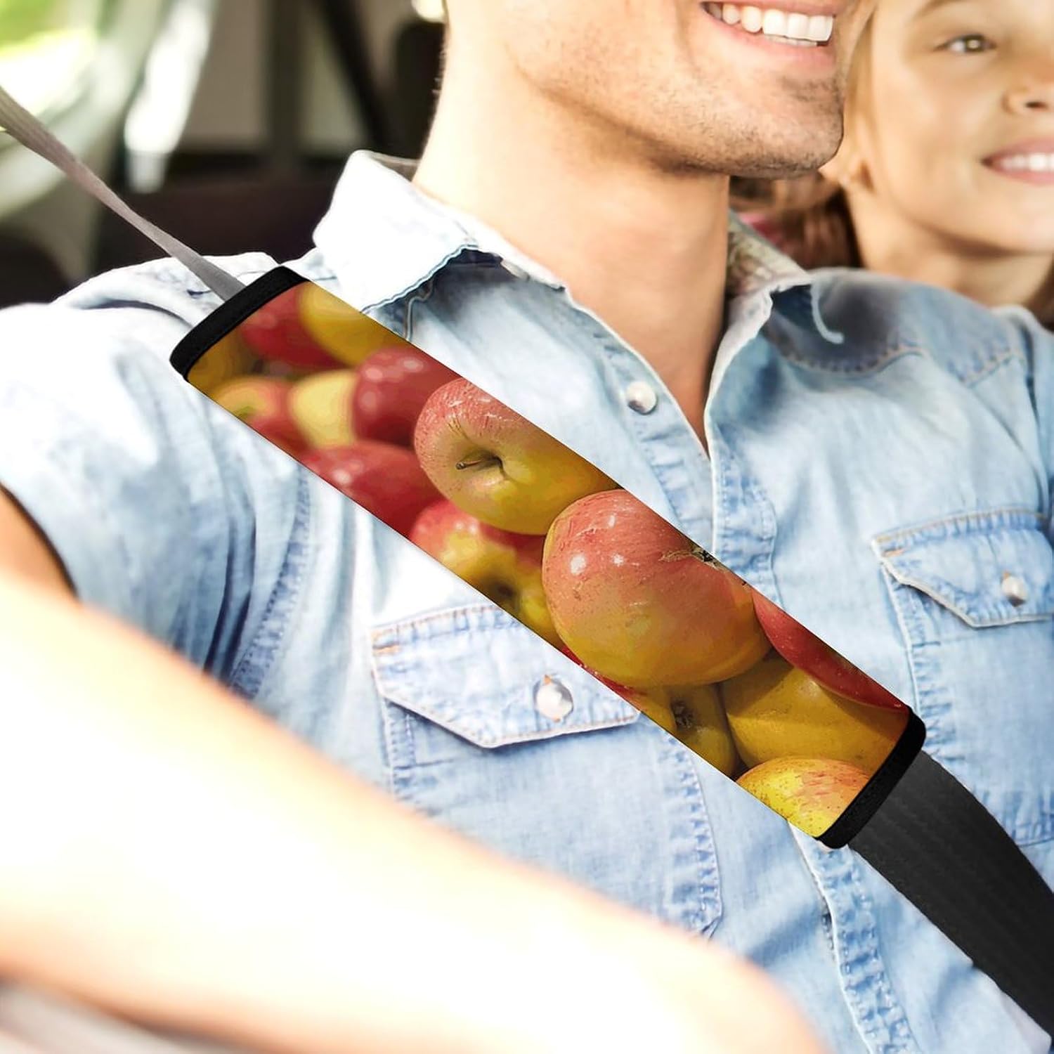2 PCS Super Soft Car Seat Belt Pad, Cute Pile of Fruits Images Printed Waterproof Sweat-Absorbing Seat Belt Covers Backpack Shoulder Pad for All Car Seats Baby Strollers