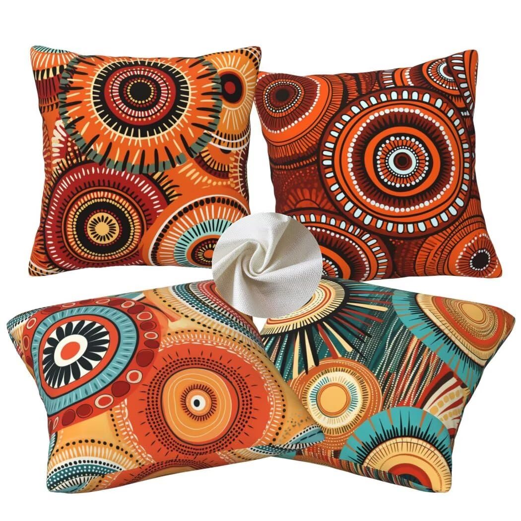 Kissenbezug 50x50 4er Set Leinen Kissenbezüge Boho Dekorative Sofakissen Zierkissen Marokko Couchkissen Outdoor Kissen Zierkissenbezüge Deko Kissen für Sofa Schlafzimmer Wohnzimmer Balkon -LI60