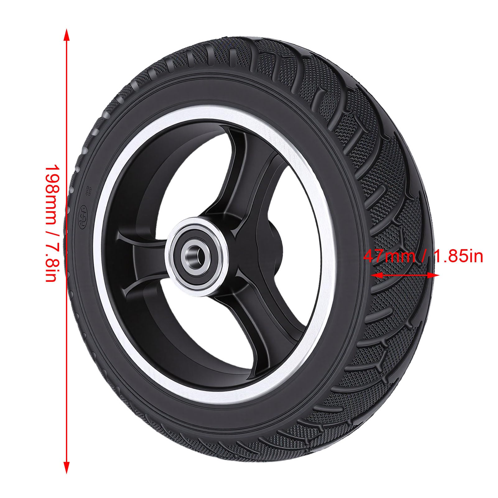 KIMISS Ruota in Gomma Piena 200x50 con | 200x50 Solid Wheel 8 pollici Scooter pneumatico a prova di foratura Airless pneumatico in gomma sostituzione ruota