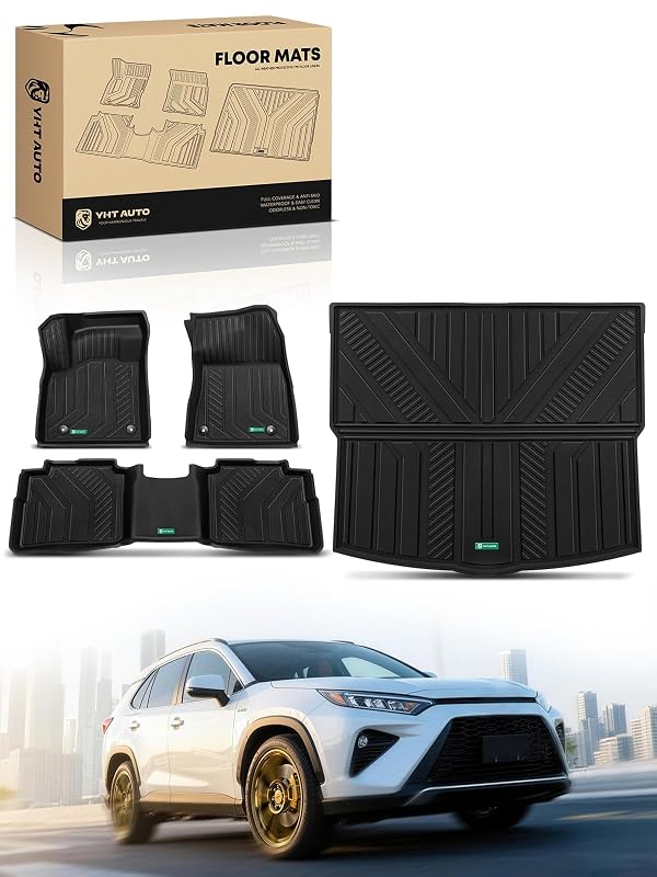 YHTAUTO Floor Mats & Cargo Mat Fit 2021-2025 Nissan S SV SL Platinum (Not Sport or Select), TPE All Weather Floor Liner Odorless Custom Fit Car Mats, 1st 2nd Row Trunk Mat Full Set Rogue Accessories by YHTAUTO - Used condition - US$50.97
