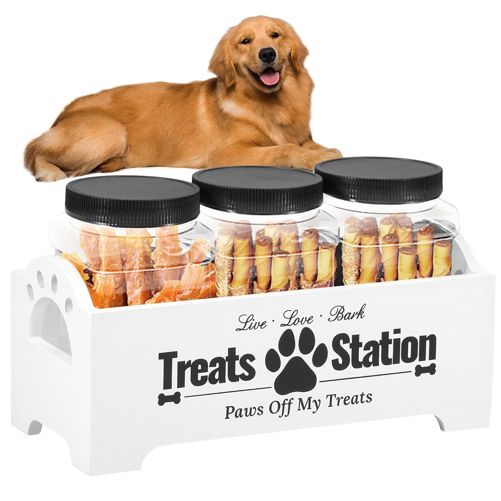 Récipient à pour chien | Boîte de 3 pièces avec organisateur de rangement – Bocal à pour chiens, chats, animaux, oiseaux, maison, garde-manger, appartement, cuisine, comptoir
