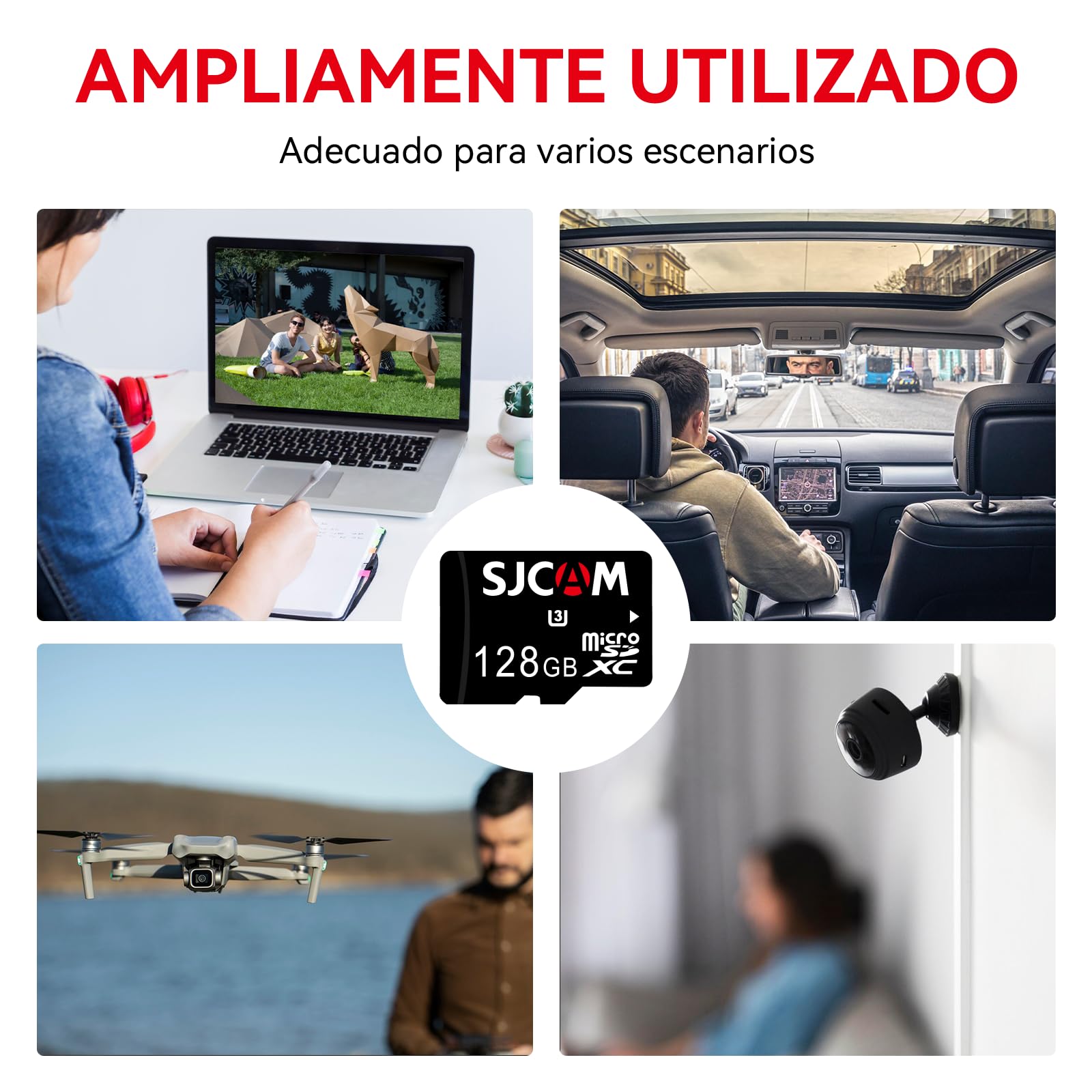 SJCAM Tarjeta de Memoria microSDXC de 128 GB, hasta 100 MB/s, 4K UHD, Clase U3, para Cámaras de Acción, Teléfonos Móviles y Tablets,Compatible con C300, C200PRO, C110, C110+, SJ20, SJ11, SJ4K