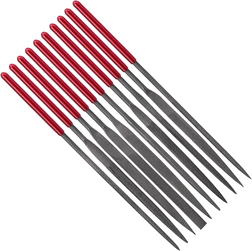 ANCIRS Juego de 10 limas de aguja, juego de archivos de joyería de aguja, limas de acero de resistencia de aleación endurecida