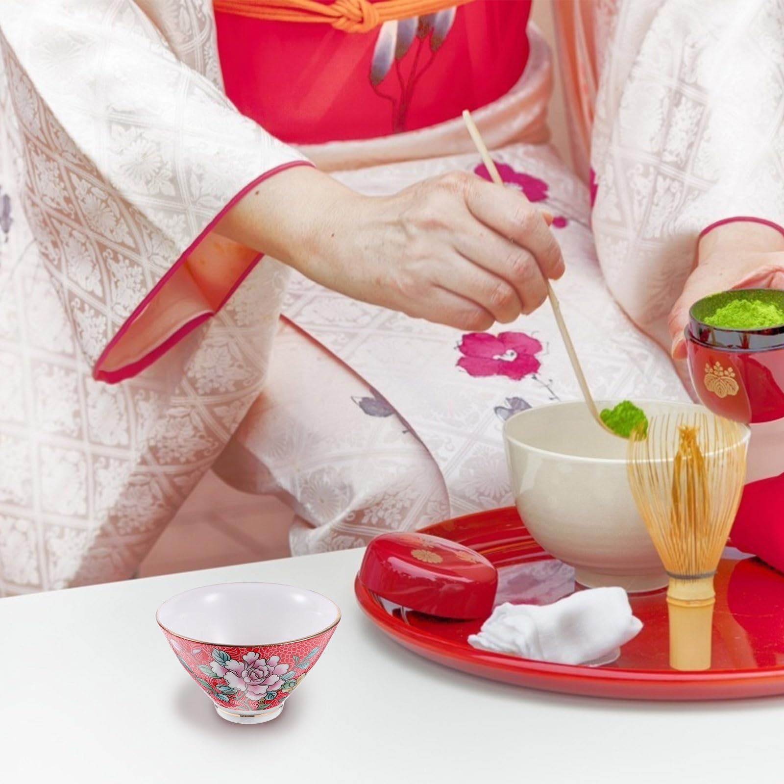 ABOOFAN Juego de 6 Tazas de Té de Cerámica China Pequeñas Diseño Retro Boca Redondeada Multiuso para Fiesta de Té