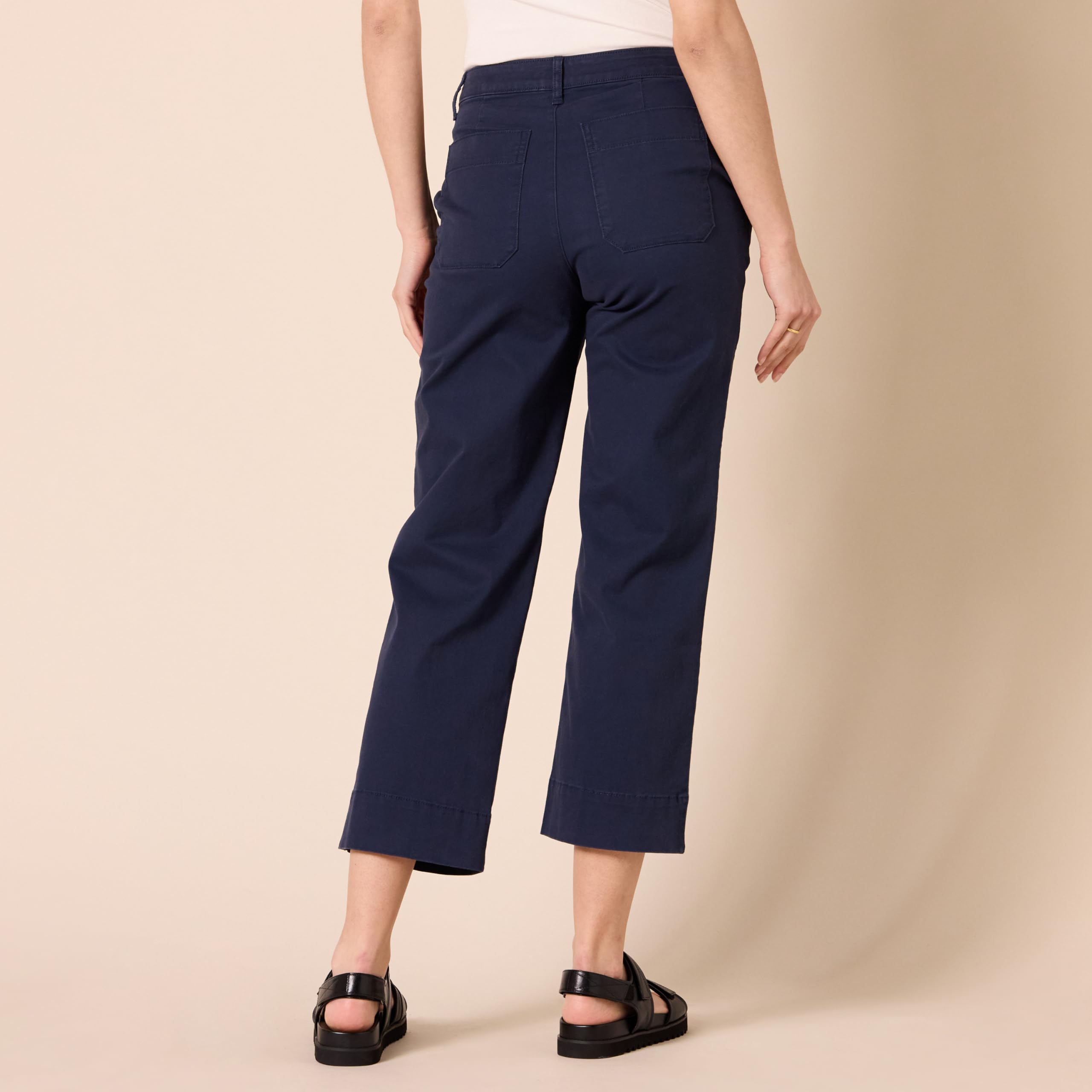 Amazon Essentials Femme Pantalon kaki taille haute, coupe ajustée, longueur cheville, jambe large