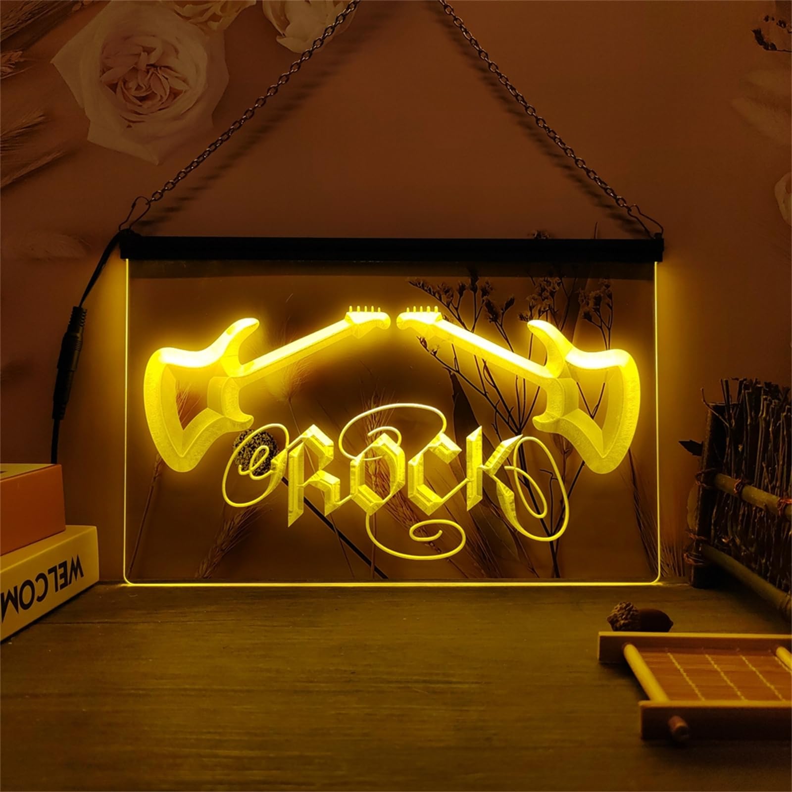 Amazon.co.jp: ロックLEDネオンライト、ギターバンドネオンライト壁