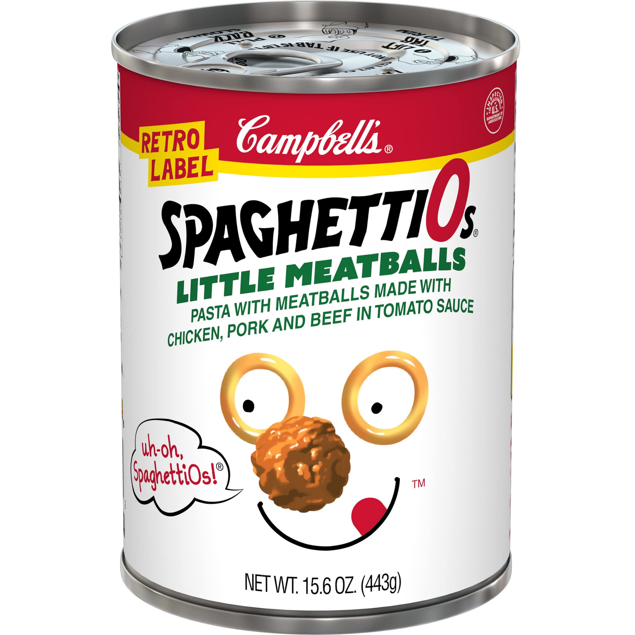SpaghettiOs Canned Pasta with Meatballs Retro Label, Healthy Snack for Kids and Adults, 15.6 OZ Can (Pack of 12)