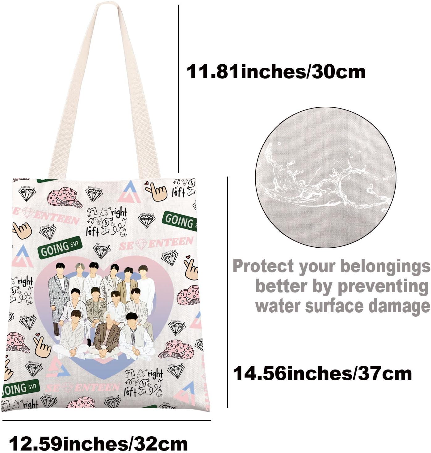 JNIAP Korean Group Tote Bag Korean Group 17 Merchandise Korean Group Lover Gifts Korean Music Shoulder Bag - Image 3