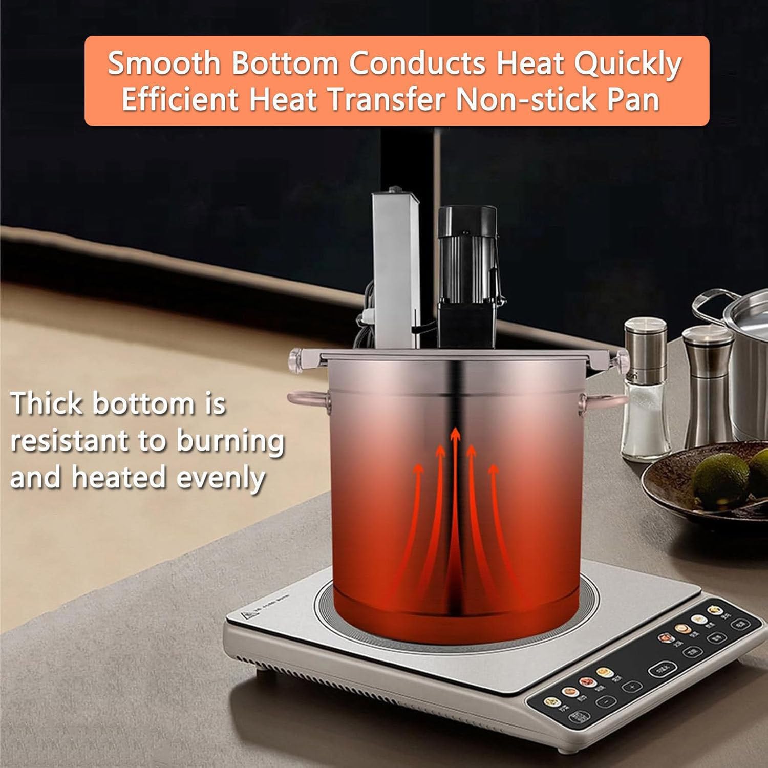 Batidora eléctrica, batidora eléctrica de alimentos con calefacción para mermeladas, salsas y rellenos pegajosos, equipo automático de acero inoxidable.