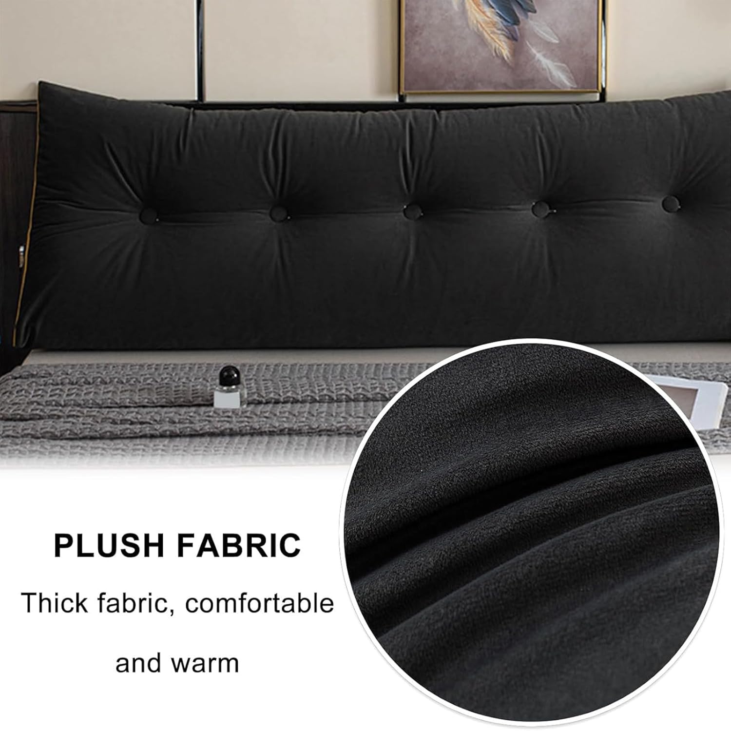 Large Triangular Bed Rest, Headboard Bolster Pillow, Wedge Pillow Headboard Soft and Supportive Reading Pillows, Washable Reading Headboard Pillows with Removable Cover,Blue,60cm