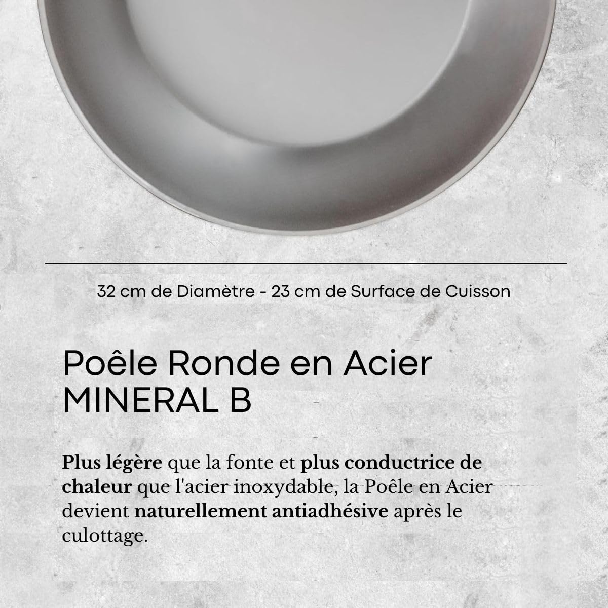 De Buyer, SARTEN HIERRO MINERAL B 32CM,Ø 32 cm-5610.32