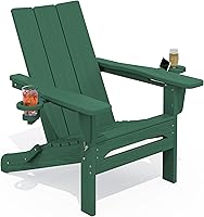 Vista 19 de SERWALL Juego de 2 sillas Adirondack modernas, sillas Adirondack plegables con portavasos dobles, sillas de plástico HDPE para exteriores para Negro