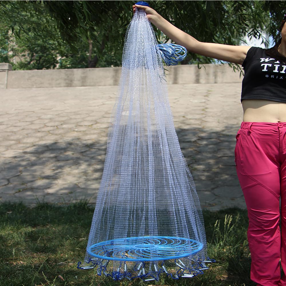 Lawaia Wurfnetz Zum Fischen Fischernetz Cast Net Angelnetz Handwurf Fishnets Fischreuse Angelnetz Aus Nylon Fische Angeln GrößE 1.8m-7.2m Mesh American Style Falle Net Angelzubehö