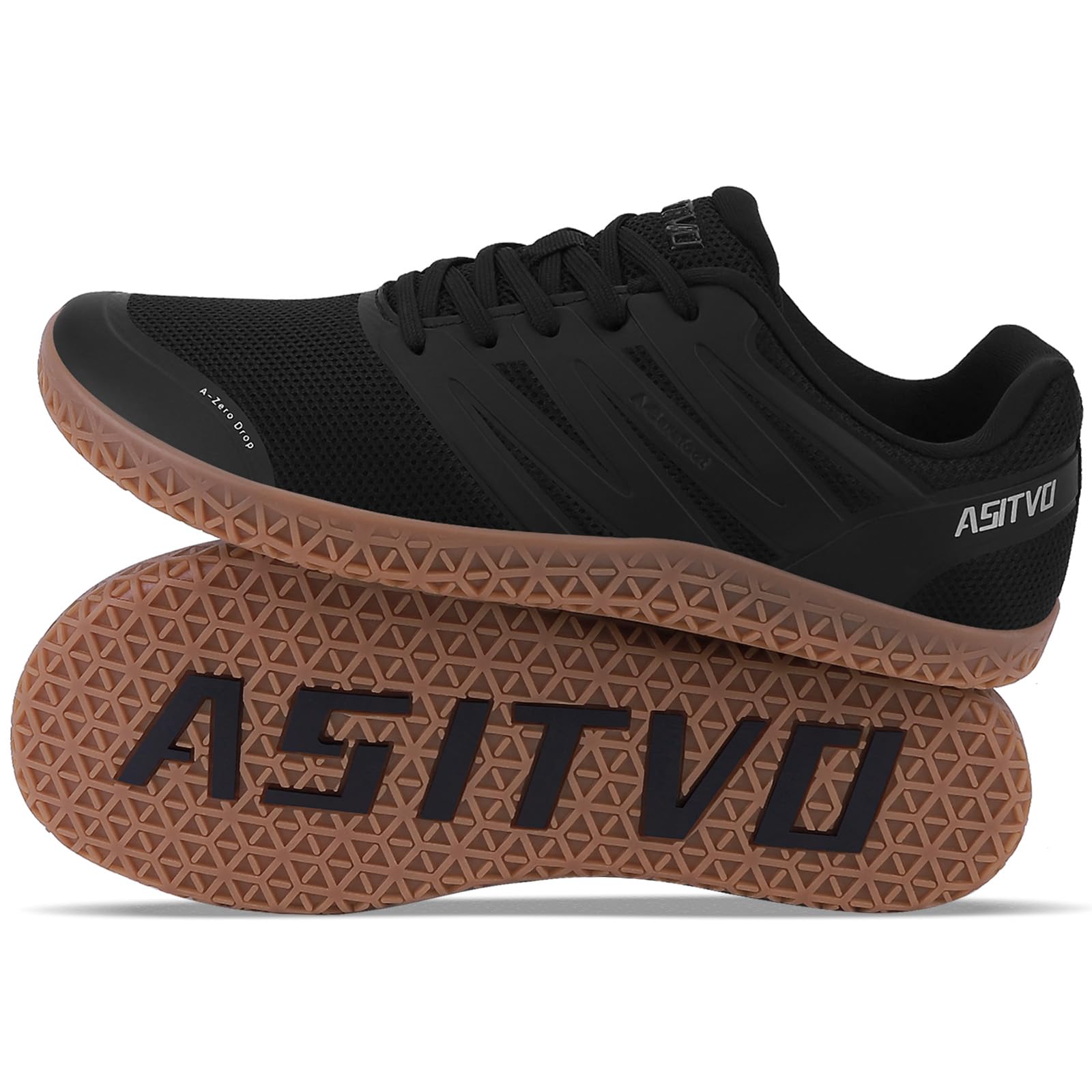 ASITVO Wide Men's Barefoot Zero Drop Sole Minimalist Width Toe Box Walking Shoes Sneakers Size 10.5 TPU No-Sew Upper Cross-Trainer Roat Running Shoes Black Oxford 44