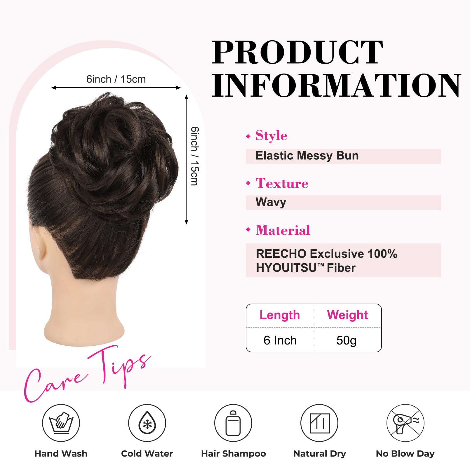 REECHO Messy Bun Hair Piece, Thick Tousled Updo Elastic Synthetic Ponytail Extensions for Women - Image 2