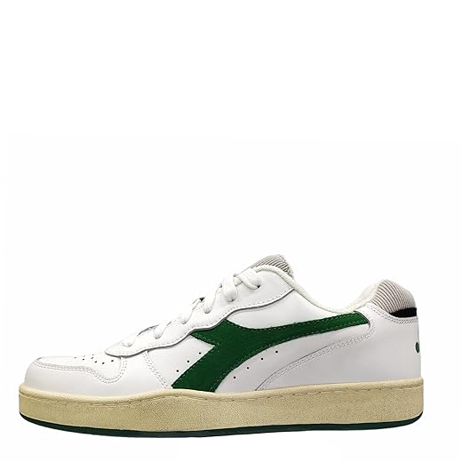 Diadora Mi Basket Low Used Trainers Men White/Green - 10 - Low Top Trainers Shoes
