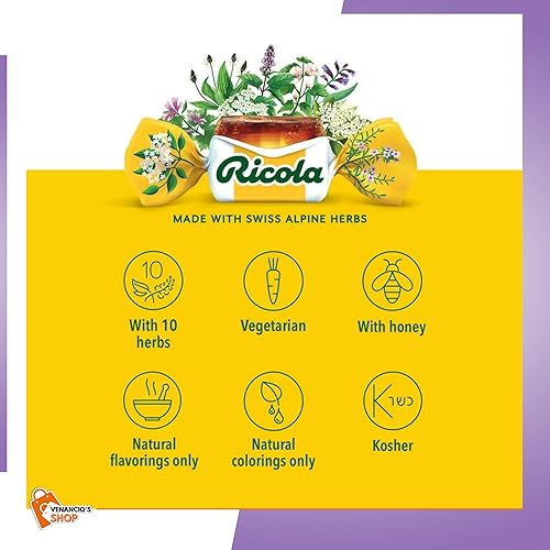Miniatura 5 de Ricola - Gotas para la tos, alivio calmante para el dolor de garganta seca, 19 unidades + incluye adhesivo Venancio'sBox (cerezo, paquete de 2)