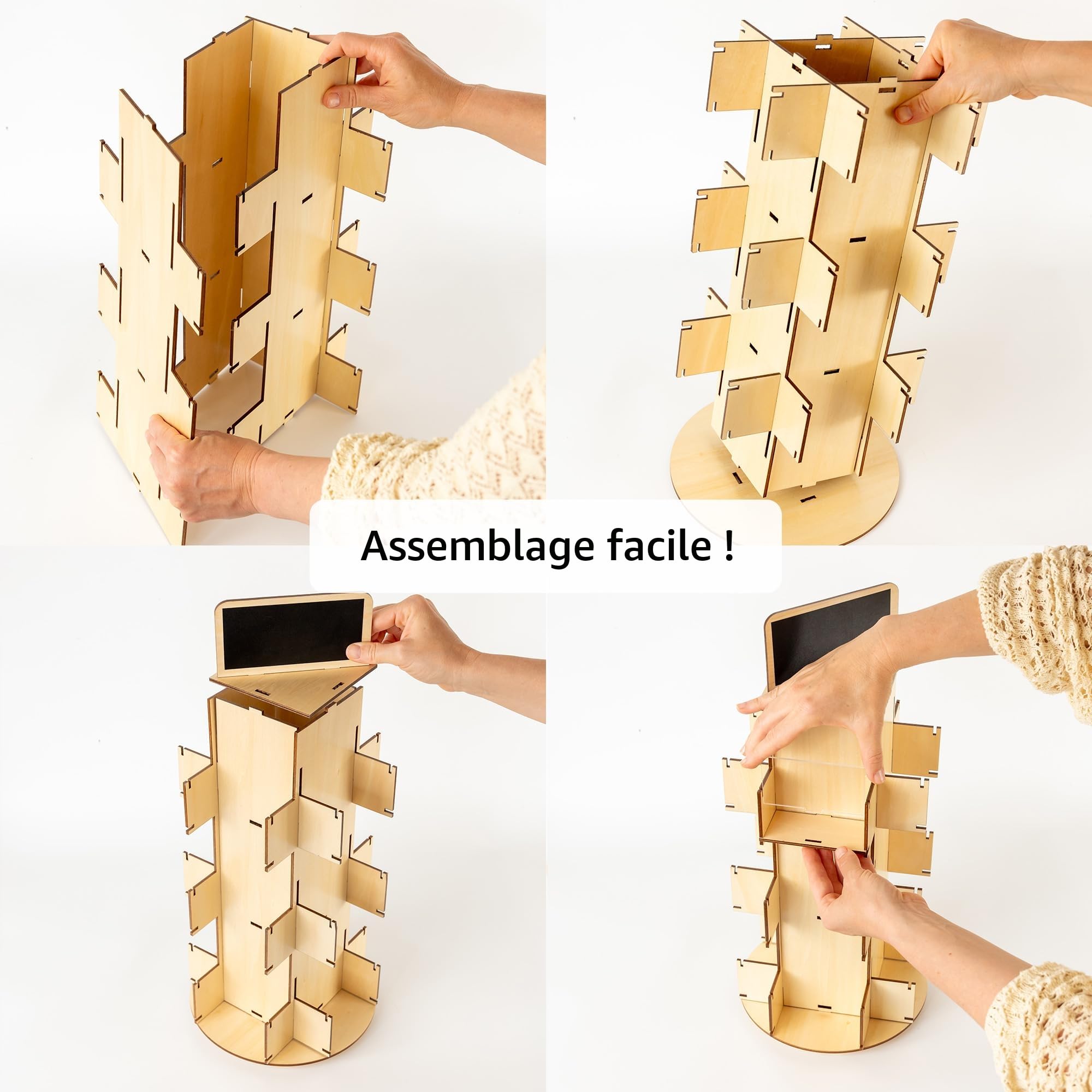 Présentoir à Autocollants | Présentoir Rotatif de Table en Bois | Présentoir Cartes Vendeurs | Présentoir d'organisation pour détaillants | Tourniquet Carte Postale | Présentoir Cartes de Vœux