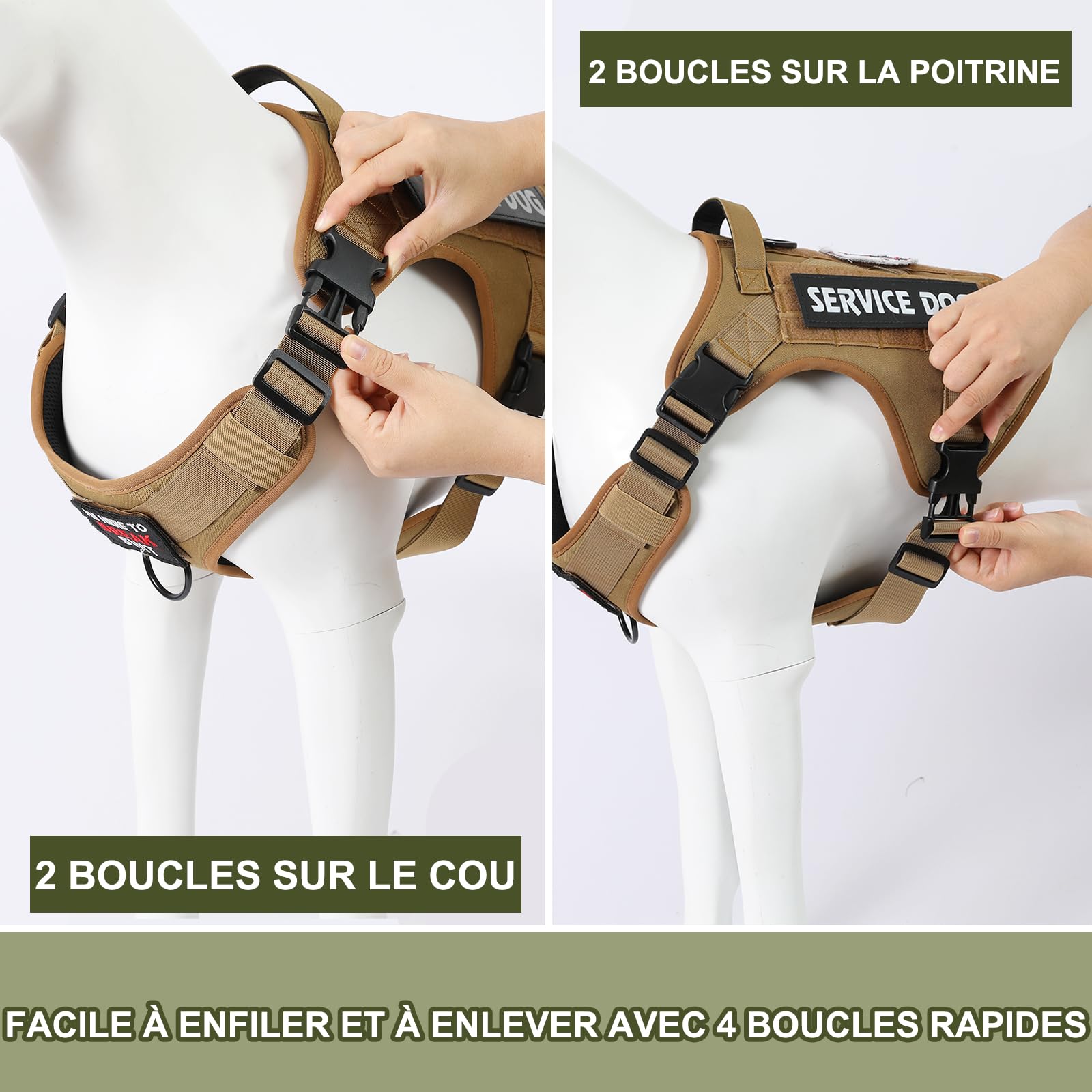 COMSLE Harnais Tactique Anti-Traction pour Chien Petit Moyen Grand Chien