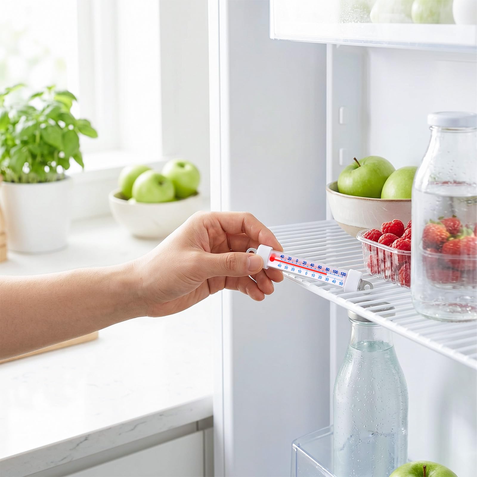 Sabary Paquete de 20 termómetros para frigorífico y congelador, termómetro analógico de tira larga para colgar con Fahrenheit Celsius para refrigerador, cocina, hogar, restaurante