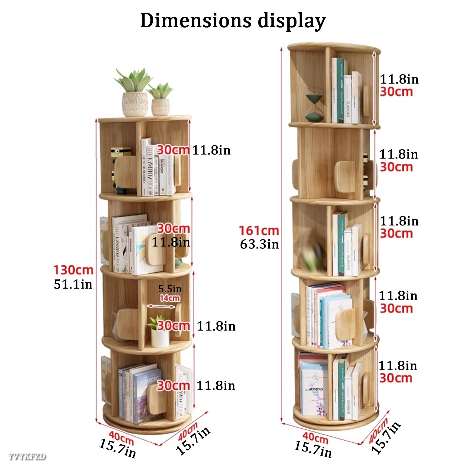 回転本棚 360度回転 木製 高さ135.5cm Amazon｜木製 5段 回転式本棚タワー 360°回転 小さなスペースに最適