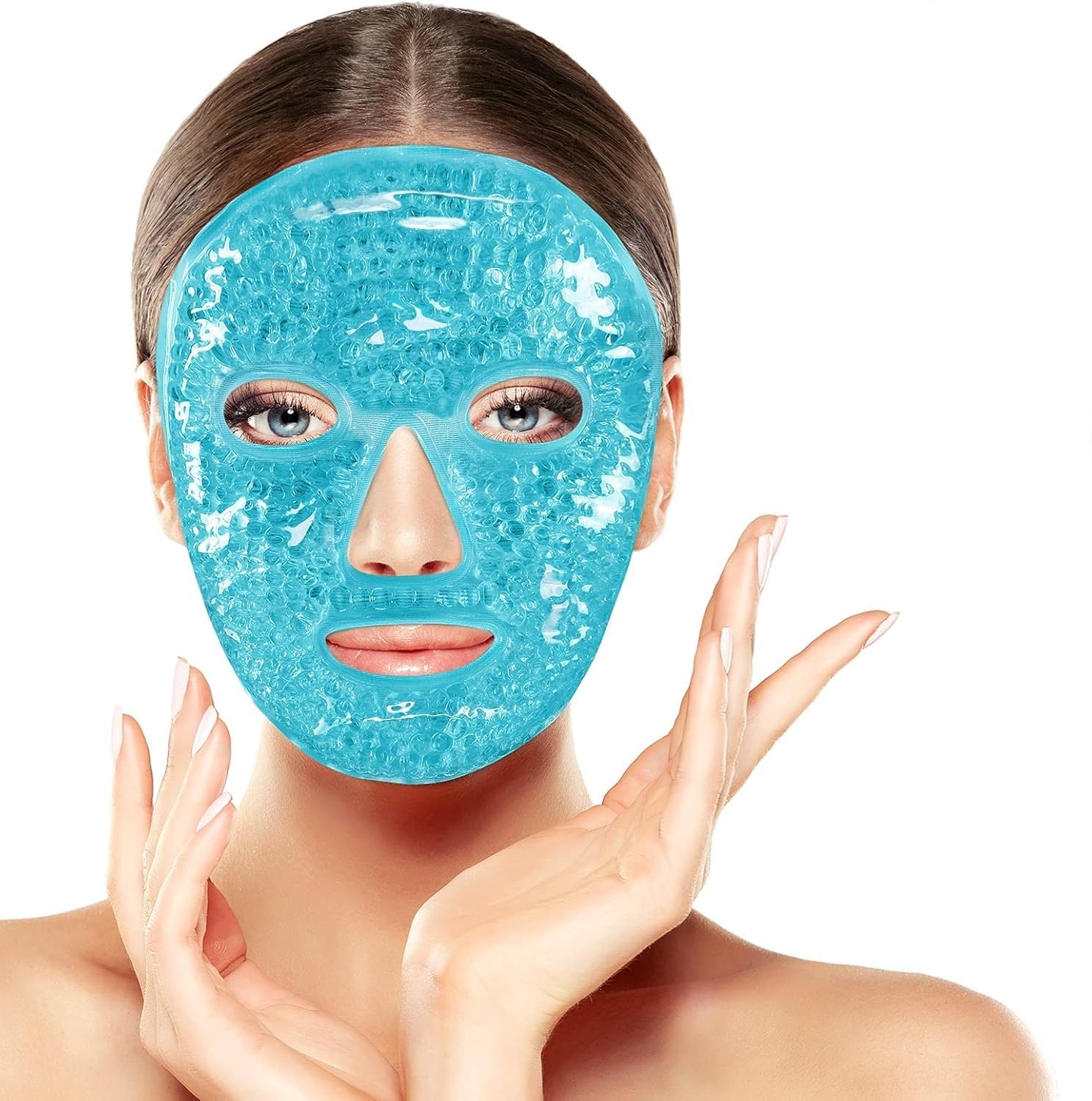 FEXXA Light Blue: Eye Mask Sleeping Reusable Gel Beads Eye Mask For Hot Cold Therapy, Pain Relief Mask And Eye Pillow For Puffy Eyes, Stress Relief, Migraine, Headache And Sinus Pain (Blue) — Amazon image 7