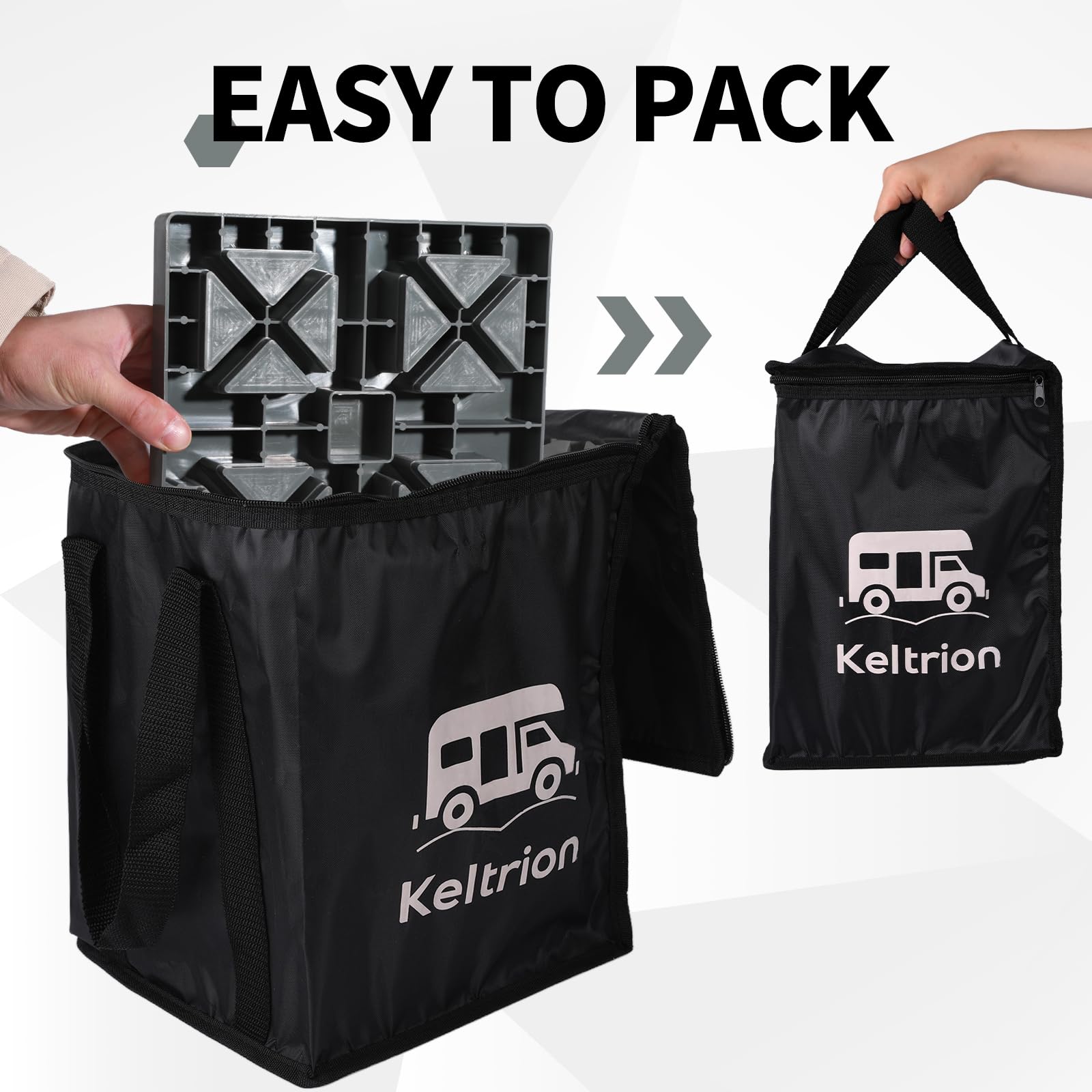 Bloques de nivelación para caravana/caravana, 12 paquetes adecuados para 4 ruedas, diseño entrelazado y antideslizante con bolsa de transporte, resistente para remolque de viaje de caravana,