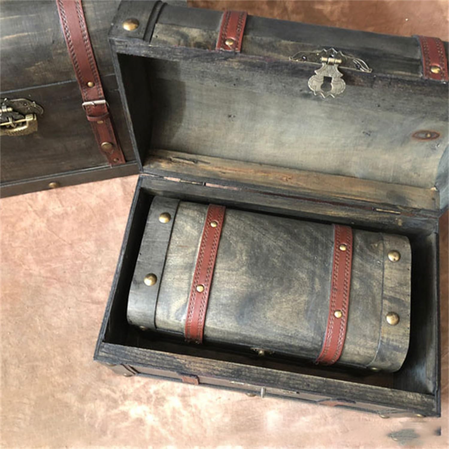 Vntage Treasure Chest Jewelry Boxes Prate Gold Con Case - Etsy - Foto 5