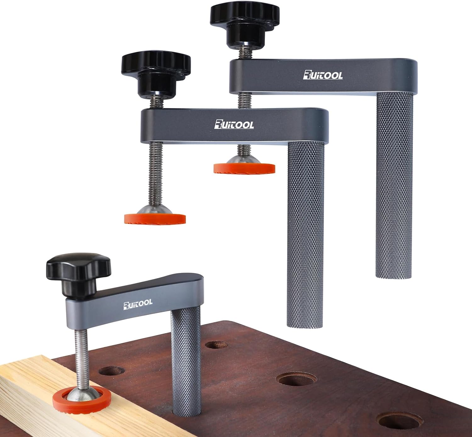 RUITOOL Bench Dog Clamp，3/4"（19mm) Holdfast Dog Hole Clamp， Adjustable MFT Table Stainless Steel