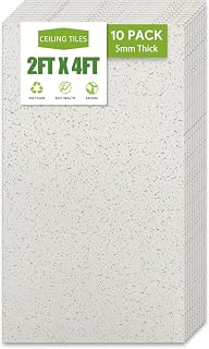 CeilingTiles 2x4 Printed Pro Drop Ceiling Tiles - Waterproof, Washable, Fire-Rated PVC, 10-Pack Covers 80 Sq Ft