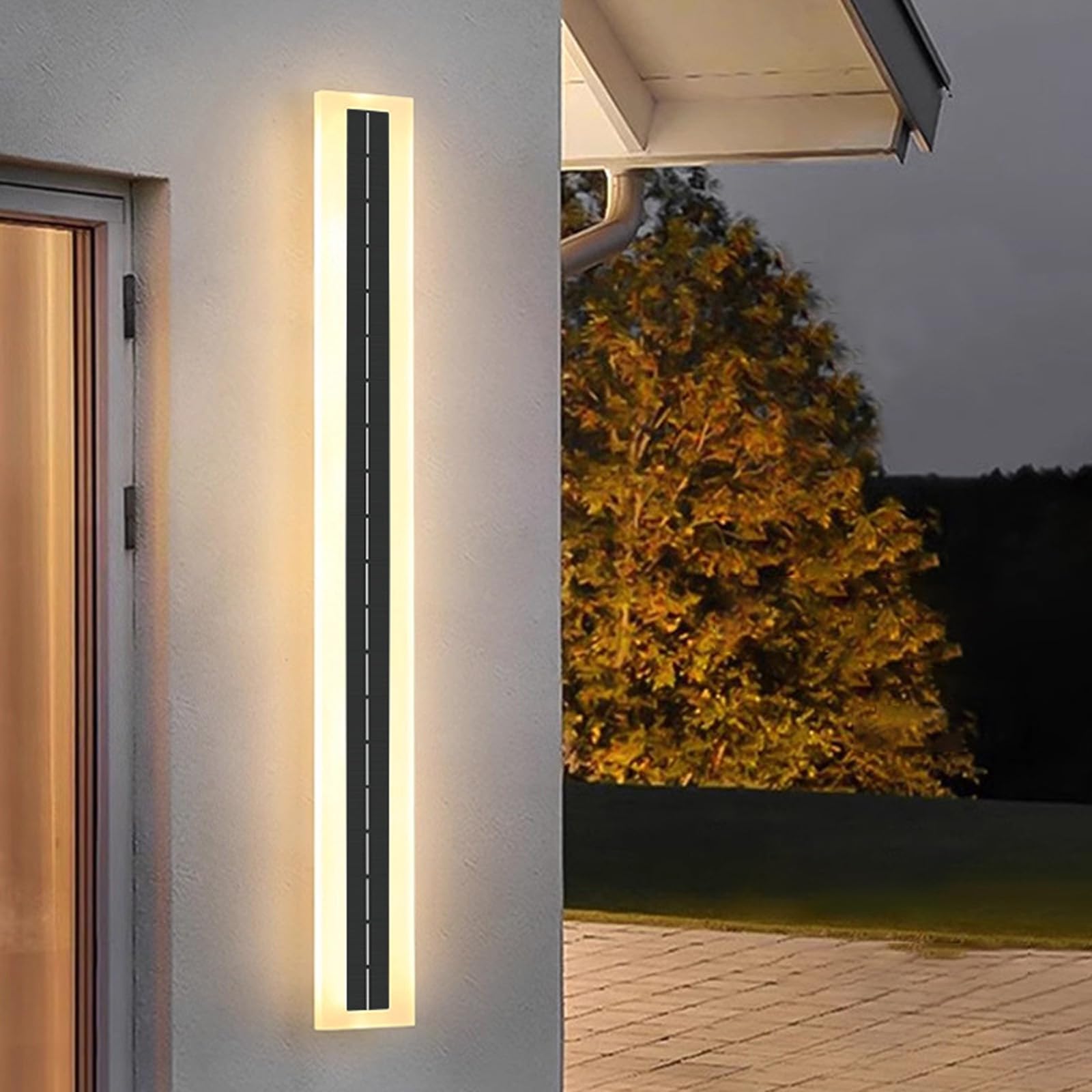Wandleuchte für den Außenbereich, Solaire LED, Sans Fil, 2700 K/4500 K/6500 K, Etanche IP65, aus schwarzem Aluminium, für Außenküche, Veranda (warm, 80 cm)