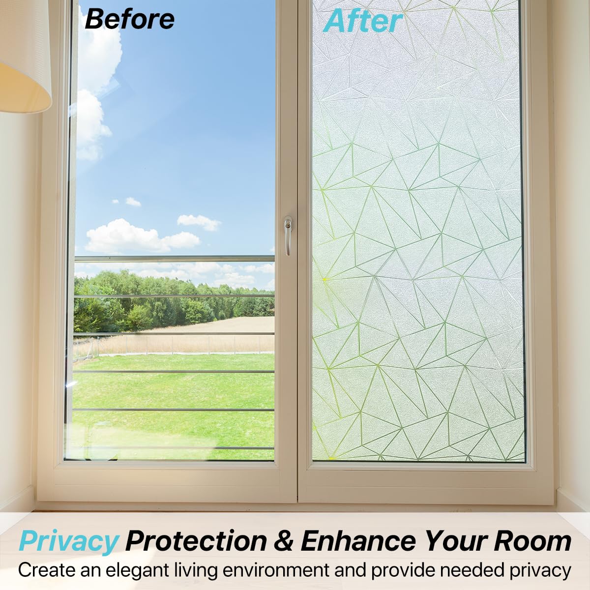 Zindoo Pellicola Privacy per Finestre 44.5x200cm Motivo Poligonale Opaca